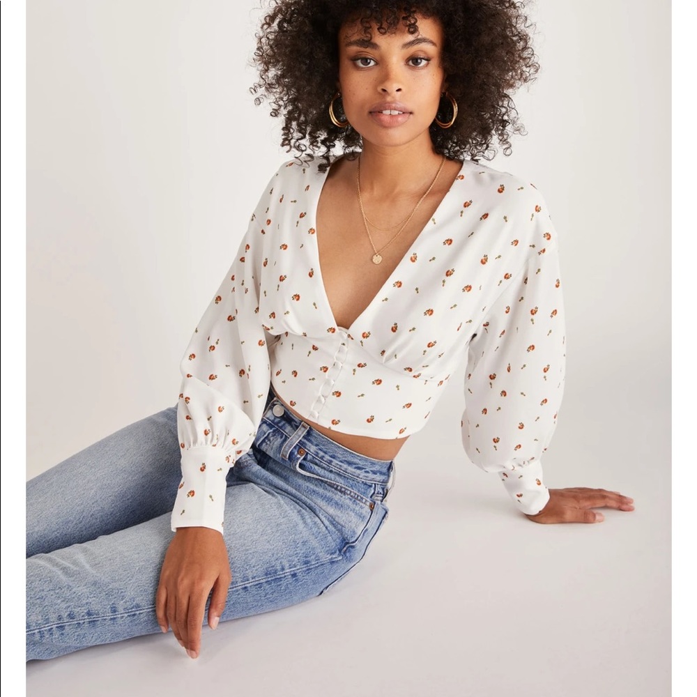 Backyard Roses Alex Button Front Rose Top